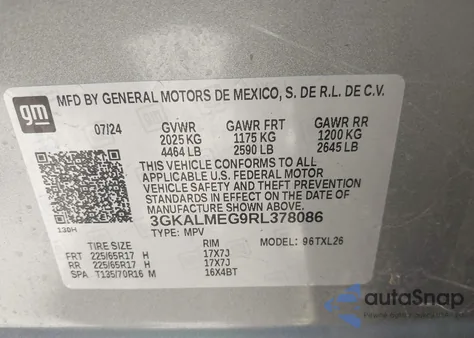 2024 GMC Terrain Fwd Sle z USA, uszkodzony, nr VIN 3GKALMEG9RL378086